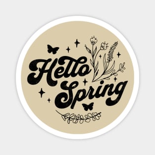 Hello Spring - Spring Flower -  Cute Floral and Butterfly Magnet